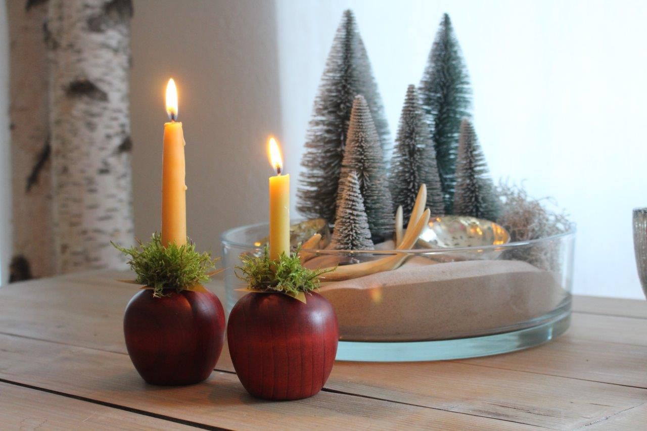 Apfellichter aus Buchenholz