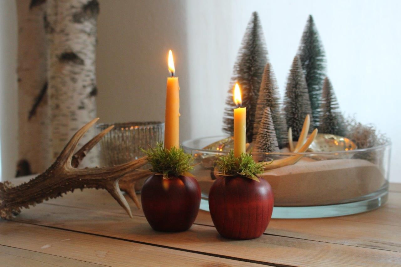 Apfellichter aus Buchenholz